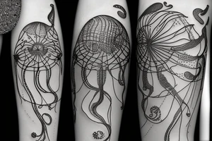 Astrology, jellyfish, crystals tattoo idea
