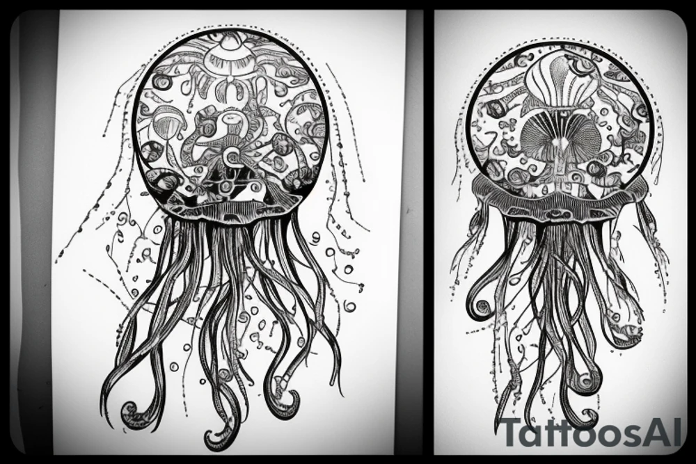 Astrology, jellyfish, crystals tattoo idea