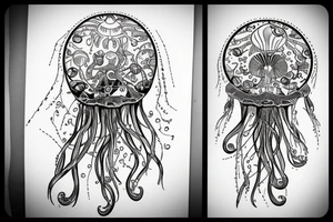 Astrology, jellyfish, crystals tattoo idea