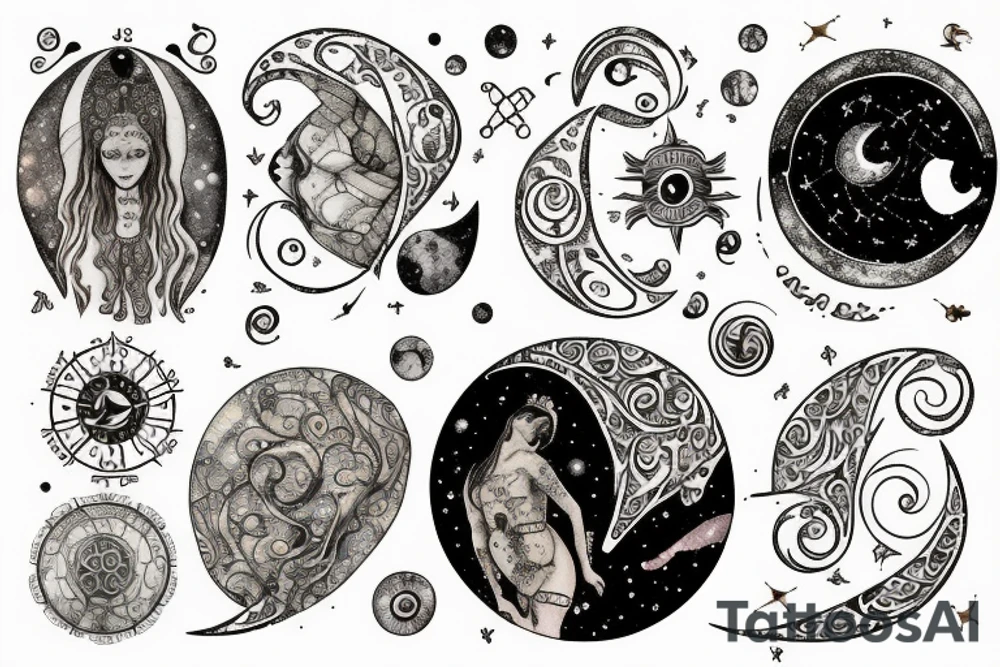 Astrology, moon, constellations tattoo idea