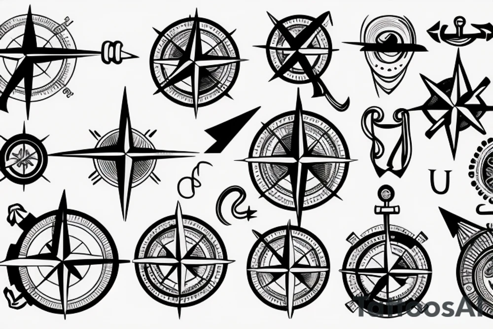 Compass with anchor tattoo idea