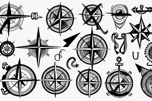 Compass with anchor tattoo idea