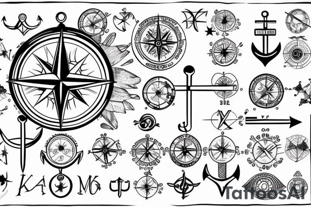 Compass with anchor tattoo idea