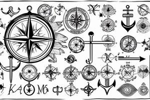 Compass with anchor tattoo idea