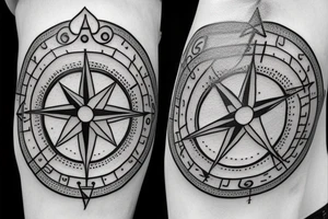 Compass with anchor tattoo idea