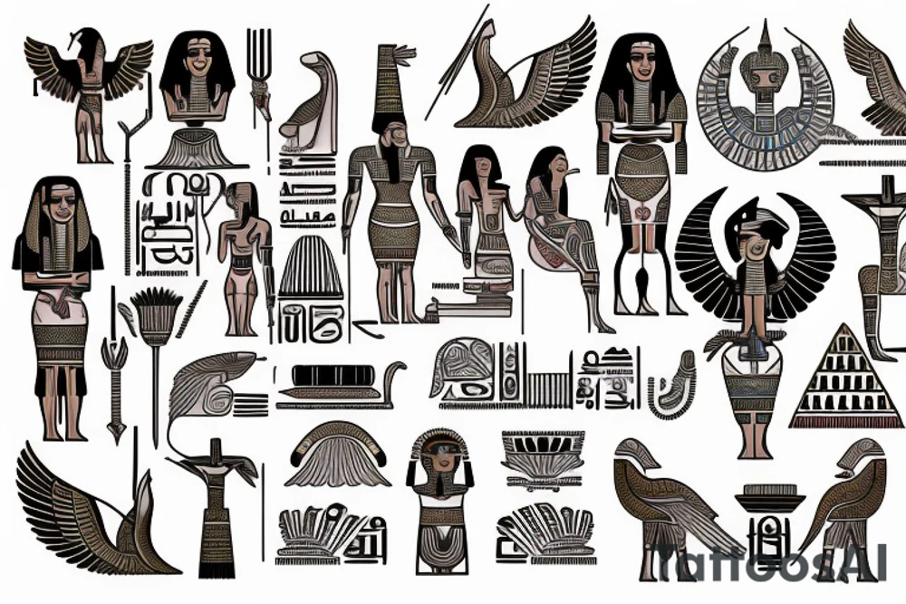 Egypt, gods, culture, ethnic, symbols, full arm tattoo idea
