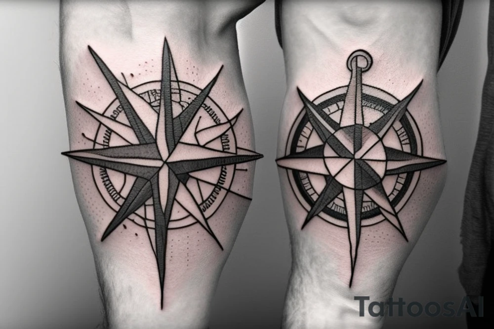 Compass with anchor tattoo idea