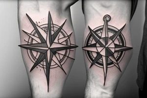 Compass with anchor tattoo idea
