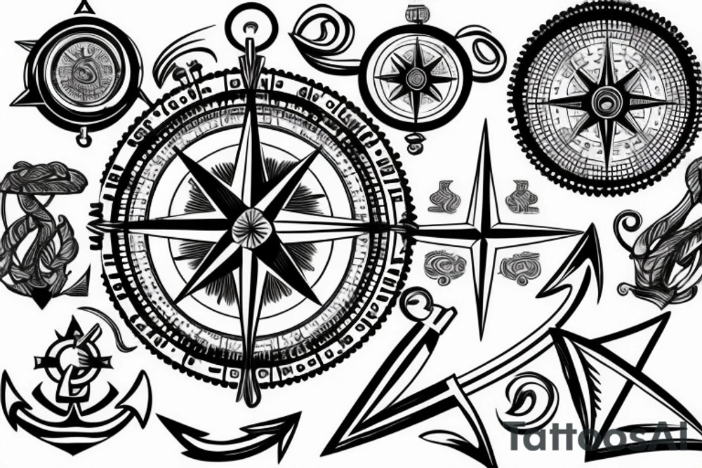 Compass with anchor tattoo idea