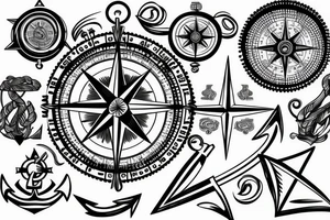 Compass with anchor tattoo idea