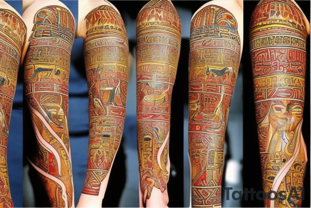 Egypt, gods, culture, ethnic, symbols, full arm tattoo idea