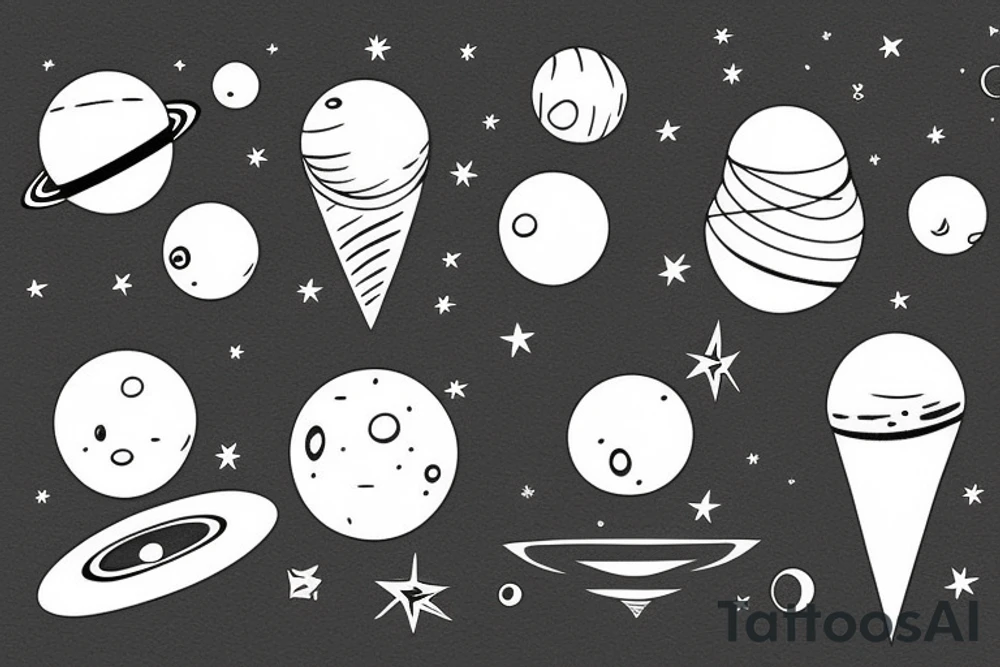 Planets lined up tattoo idea