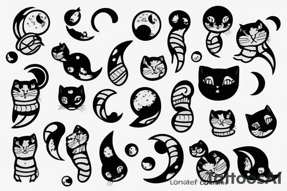 Little tuxedo cat on the moon tattoo idea