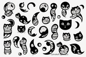 Little tuxedo cat on the moon tattoo idea