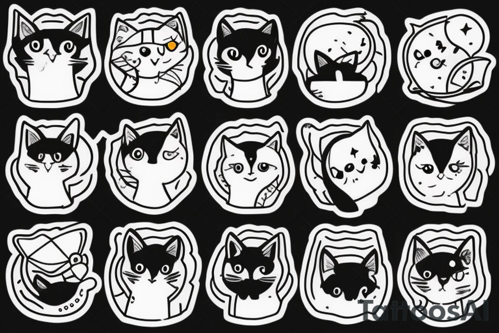 Little tuxedo cat on the moon tattoo idea
