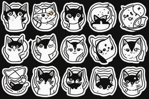 Little tuxedo cat on the moon tattoo idea
