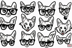 corgie with glasses tattoo idea