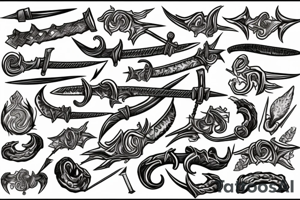 Sword stabbing a worm tattoo idea