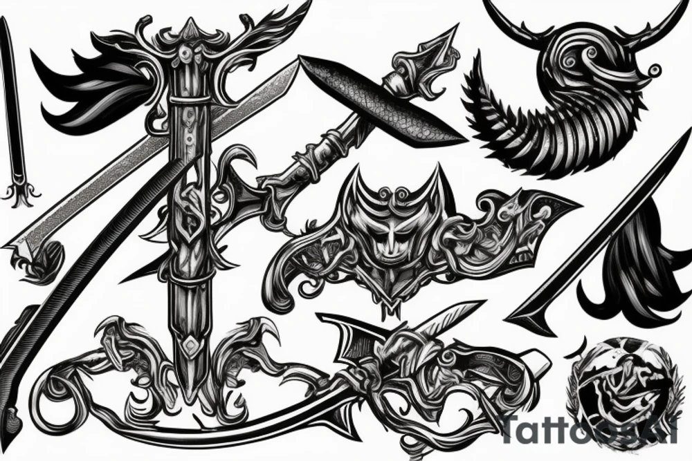 Sword stabbing a worm tattoo idea