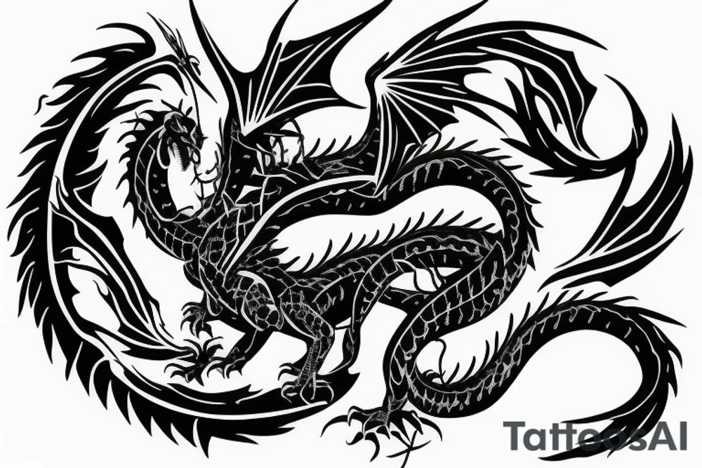black dragon on shoulder tattoo idea