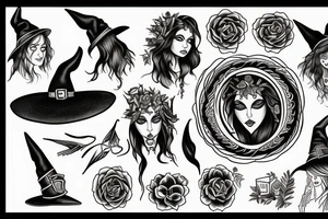 a woman that represents a witch and feminism tattoo idea