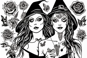 a woman that represents a witch and feminism tattoo idea