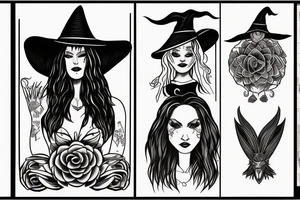 a woman that represents a witch and feminism tattoo idea