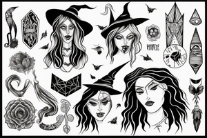 a woman that represents a witch and feminism tattoo idea
