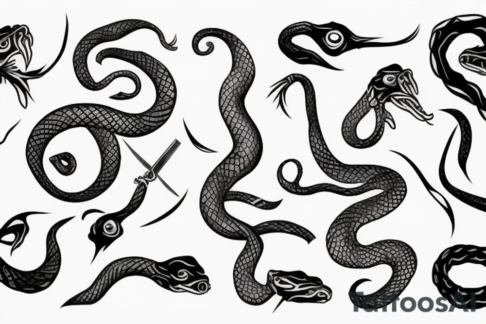 Snake with knife tattoo idea