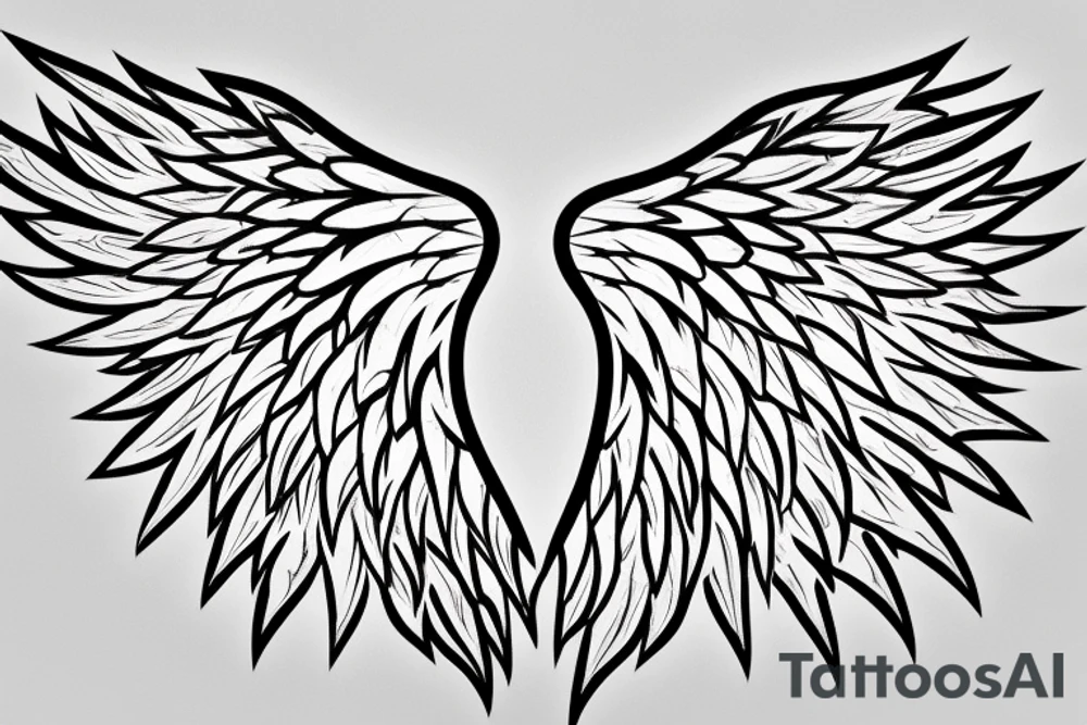 Angel wings made of lightning stencil. Simple minialmal style. Bla k and white on the upper back. tattoo idea