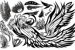 Lighting tattoo tenchil and shape around as a wing tattoo idea
