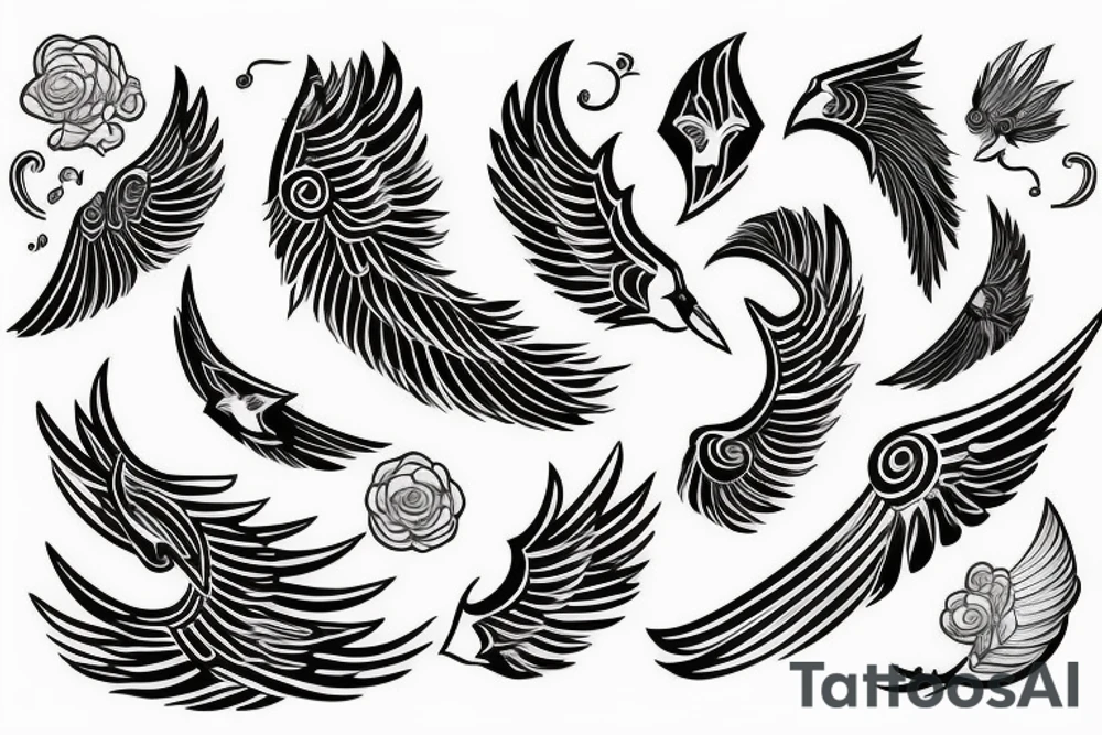 Lighting tattoo tenchil and shape around as a wing tattoo idea
