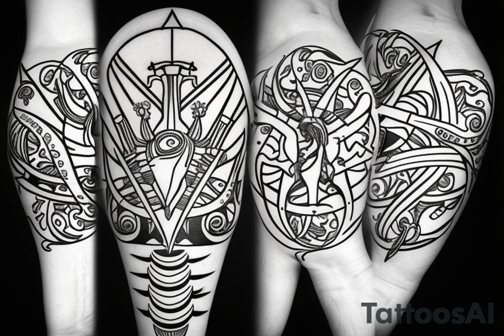 Sagittarius Trident Neptune Omega 8 tattoo idea