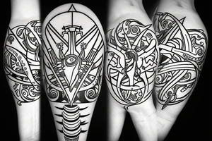 Sagittarius Trident Neptune Omega 8 tattoo idea
