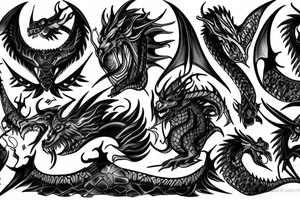 trival, celta, espalda, dragon, lobo tattoo idea