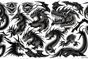 trival, celta, espalda, dragon, lobo tattoo idea
