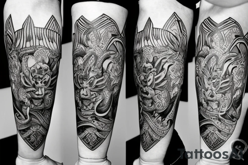 unir un tatuaje celda de dragon en el hombre con un tribal en la espalda tattoo idea