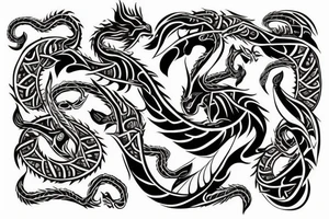 unir un tatuaje celda de dragon en el hombre con un tribal en la espalda tattoo idea