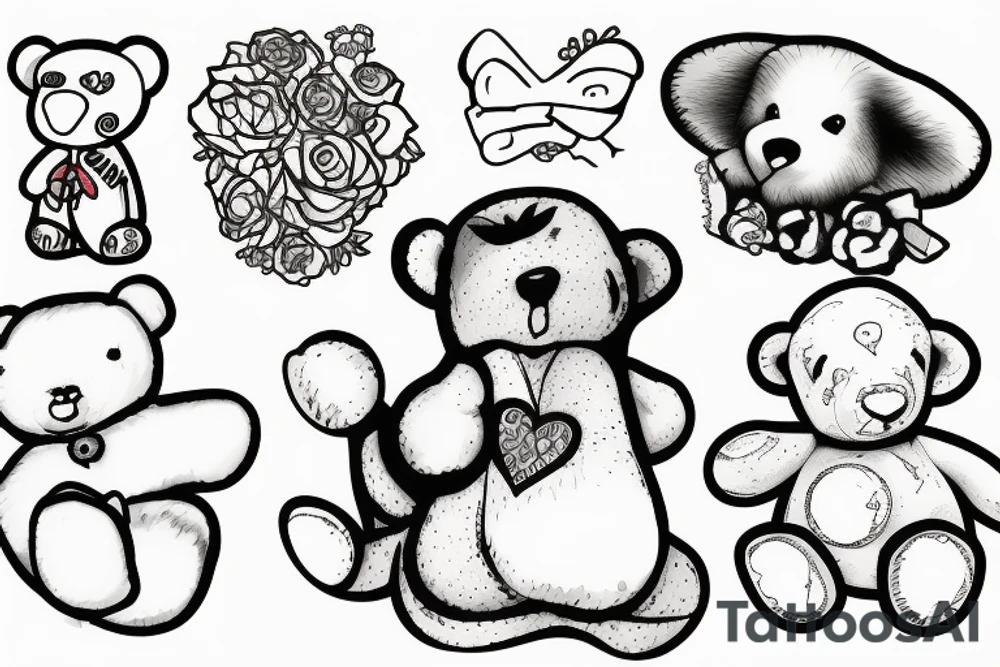 Shawtyyy with a teddy bear next to it tattoo idea