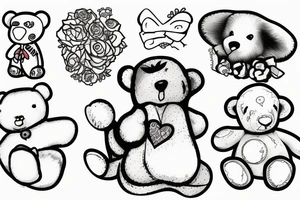 Shawtyyy with a teddy bear next to it tattoo idea