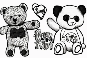 Shawtyyy with a teddy bear next to it tattoo idea