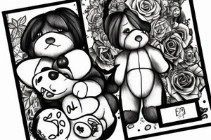 Shawtyyy with a teddy bear next to it tattoo idea