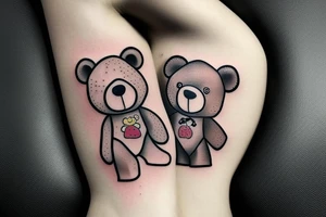 Shawtyyy with a teddy bear next to it tattoo idea