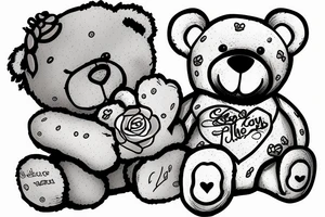 Word Shawtyyy with a teddy bear next to it tattoo idea
