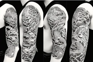 traditional sleeve tattoo with 3 koi fish tattoo idea