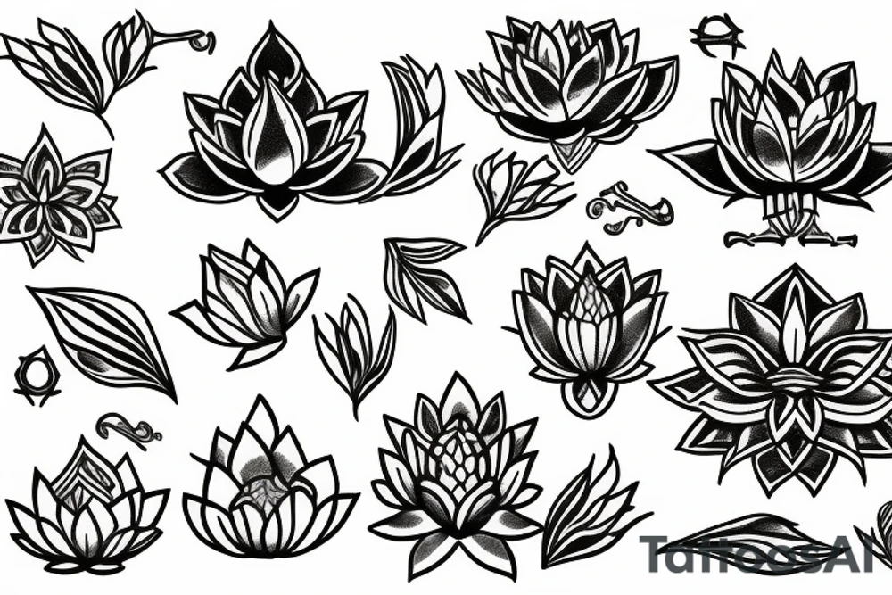 a lotus with a lot of ornaments tattoo idea