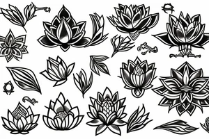 a lotus with a lot of ornaments tattoo idea