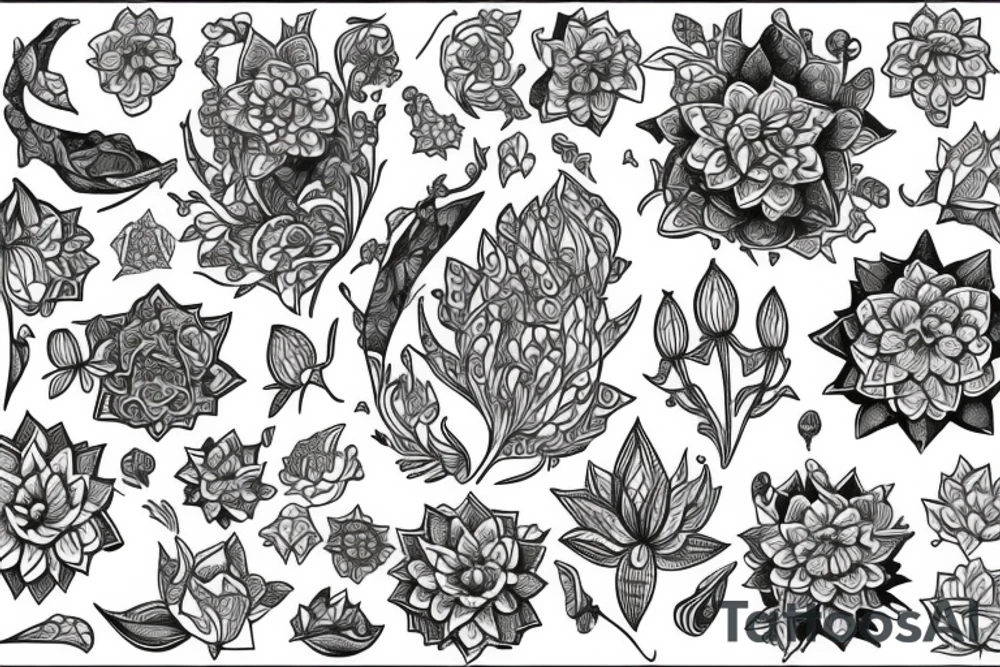 a lotus with a lot of ornaments tattoo idea