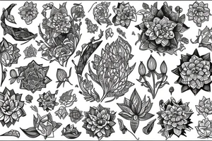 a lotus with a lot of ornaments tattoo idea