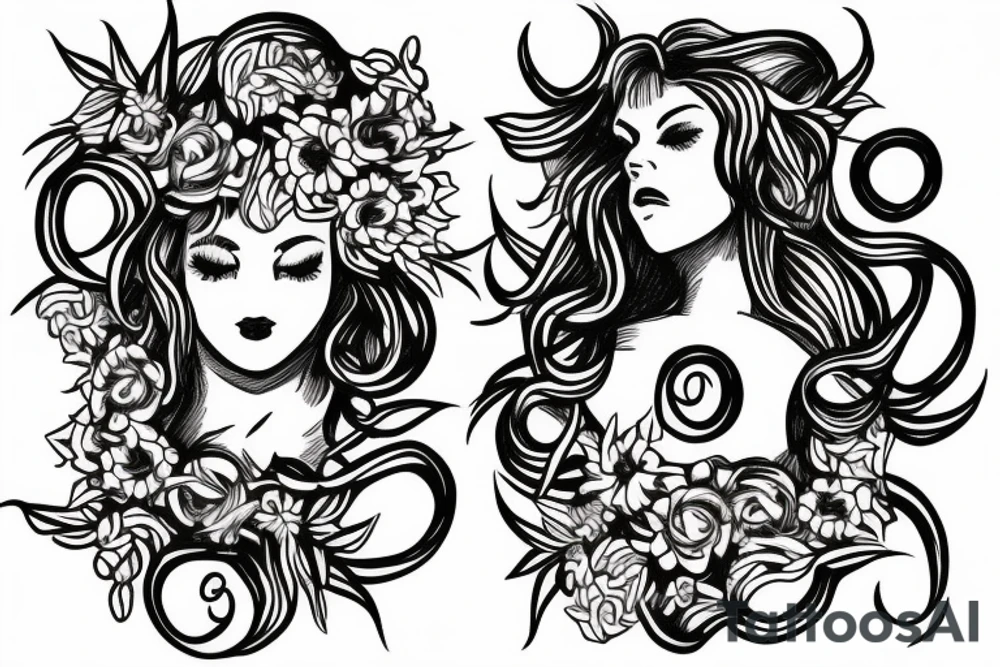 A Medusa with flowers instead of tentacles tattoo idea
